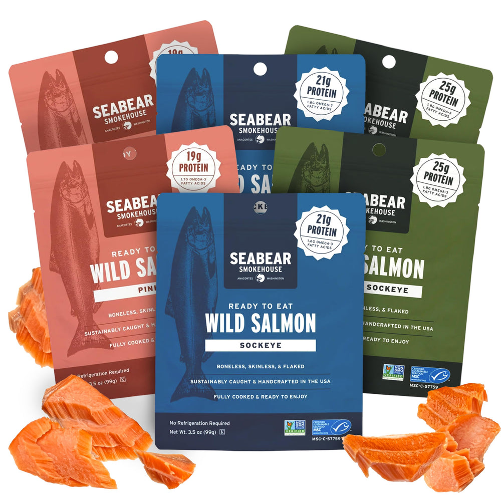SeaBear front packaging 6-pack showing variety and convenience