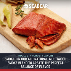 SeaBear smoked sockeye close-up flaky texture and rich color benefit
