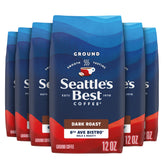 Seattle's Best front packaging showing six 12 oz bags for pantry convenience