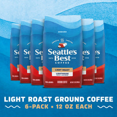 Seattle's Best Coffee open bag of Lighthouse grounds highlighting fresh aroma