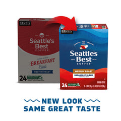 Seattle's Best Coffee K-Cup pod placed in single-serve brewer for fast brewing
