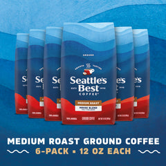 Seattle's Best Coffee bag close-up to highlight roast label and freshness benefit