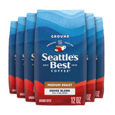 Seattle's Best Coffee front packaging showing six 12-ounce bags and smooth branding