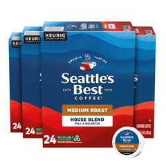 Seattle's Best Coffee front packaging showing four boxes and benefits