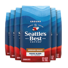 Seattle's Best Coffee front packaging showing six 12-ounce bags and smooth branding