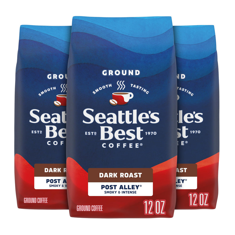 Seattle's Best Coffee front packaging showing dark-roast benefits