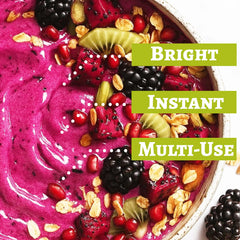 SEAYOFA powder blended into a smoothie bowl, vibrant color and appealing look