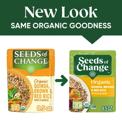 SEEDS OF CHANGE close-up of quinoa brown and red rice texture for hearty bite