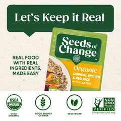 SEEDS OF CHANGE skillet warming the rice blend, shows easy stovetop preparation benefit
