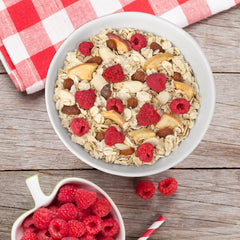 Seitenbacher served in bowl with yogurt demonstrating a ready-to-eat high-fiber meal