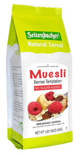 Seitenbacher front packaging showing muesli mix and natural ingredients for easy breakfasts