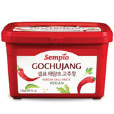 Sempio jar front view showing brand and mild gochujang benefits