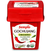 Sempio jar front label showing organic gochujang and clear packaging benefit