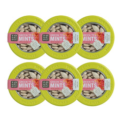 SENCHA NATURALS front tin showing pink dragonfruit label and compact size benefit