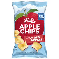 Seneca close-up of sliced Red Delicious apple chips showing natural color and sweet appeal