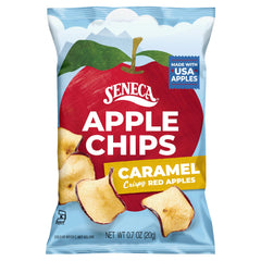 Seneca close-up of caramel coating on apple chip highlighting real caramel flavor