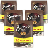 Senseo extra strong front packaging showing 240 pads and convenience