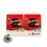 Senseo front packaging showing medium roast and compostable pods benefit freshness