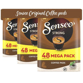 Senseo front packaging showing bold dark roast and 144 count for lasting supply