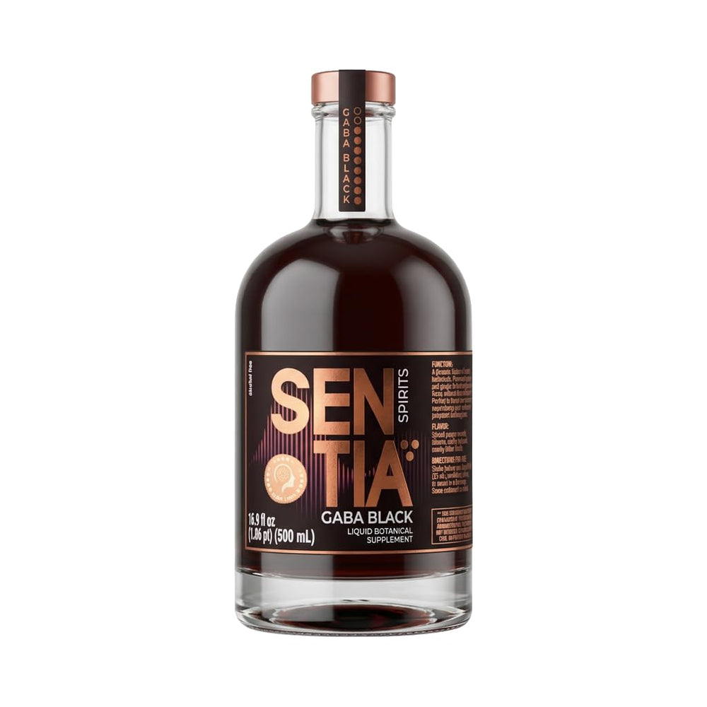 Sentia Gaba Black front bottle showing label and size, highlights low‑calorie benefit