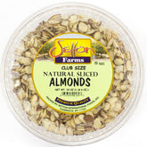 Setton Farms front packaging showing 24 oz bulk non-GMO sliced almonds benefit convenience