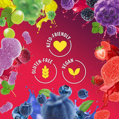Shameless brand array of five berry flavors showing variety