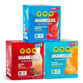 Shameless front packaging showing three-flavor variety and convenience