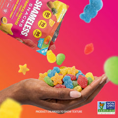 Shameless close-up of gummy texture highlighting sour coating and fiber content