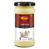Shan garlic paste front label showing 700g jar and honest packaging benefit