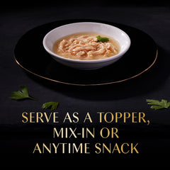 Sheba single cup opened top view revealing tender filets and easy peel-and-serve benefit