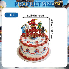 Shifigril cupcake toppers clustered on frosted cupcakes adding cohesive ninja-go theme and easy serving appeal