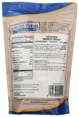 Shiloh Farms open bag revealing coarse bran texture, shows rustic grainy consistency benefit