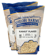 Shiloh Farms front packaging showing organic kamut flakes benefits