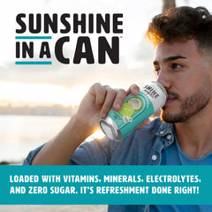ShineWater coconut lime pouring into a glass to show clarity and light flavor