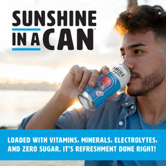 ShineWater open can poured into glass showing refreshing drink benefit