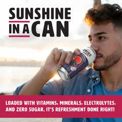 ShineWater pouring into glass to show clear water and electrolyte clarity