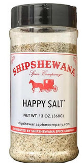 Shipshewana Spice Company Happy Salt front bottle showing size and packaging benefit