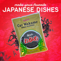 Shirakiku close-up of dried wakame texture highlighting soft rehydration benefit