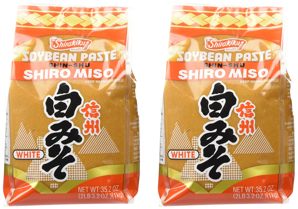 Shirakiku front packaging of white miso showing label and bag, convenient large size