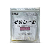 Shirakiku front packaging showing 20 pink soy sheets and freshness
