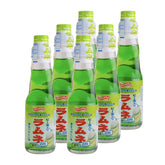 Shirakiku Ramune front packaging showing six melon bottles and label benefits