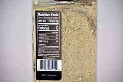 Shoup's seasoning being sprinkled close-up showing texture and even coverage benefit