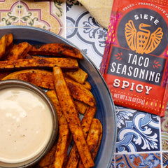 Siete seasoning close-up texture highlighting chili and cumin for bold flavor