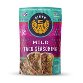 Siete front packet photo showing mild taco seasoning and easy use benefit