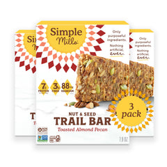 Simple Mills front packaging showing toasted almond pecan bars and benefits