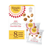 Simple Mills front packaging of mini chocolate chip cookie snack pack showing single-serve convenience