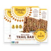 Simple Mills front packaging showing peanut butter chocolate chip bars and benefits