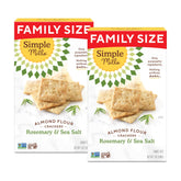 Simple Mills front packaging showing rosemary and sea salt, highlights clean ingredients and family size