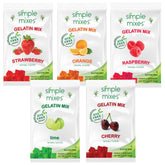 Simple Mixes front packaging showing five natural gelatin flavors and benefits