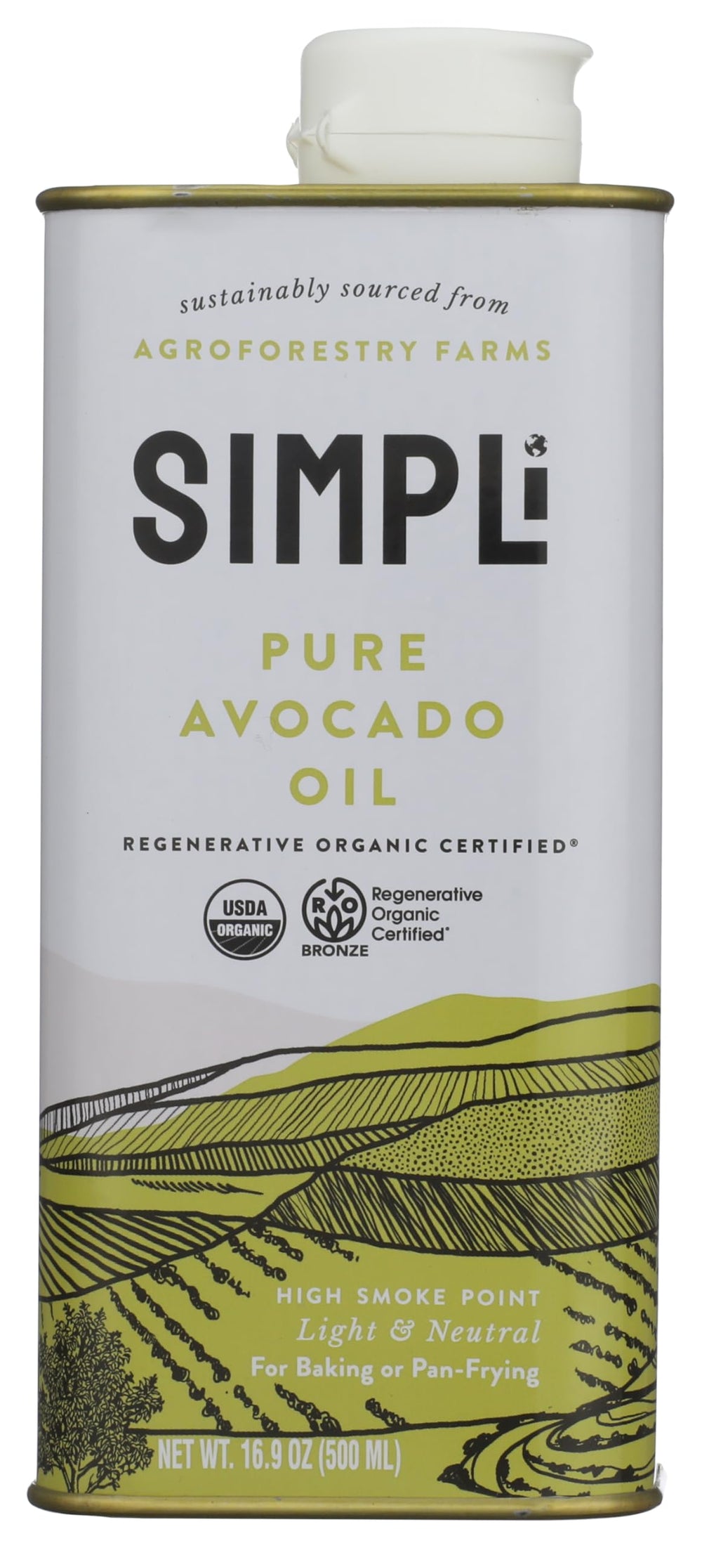SIMPLi bottle front label showing oil and clean ingredients benefit